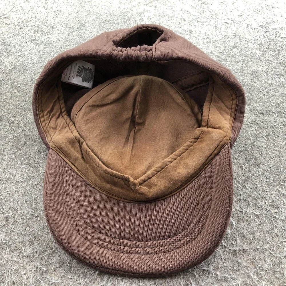Ed Hardy Hat Cap Fitted Boys Brown Twill Embroidered Dog Tattoo Youth Y2K